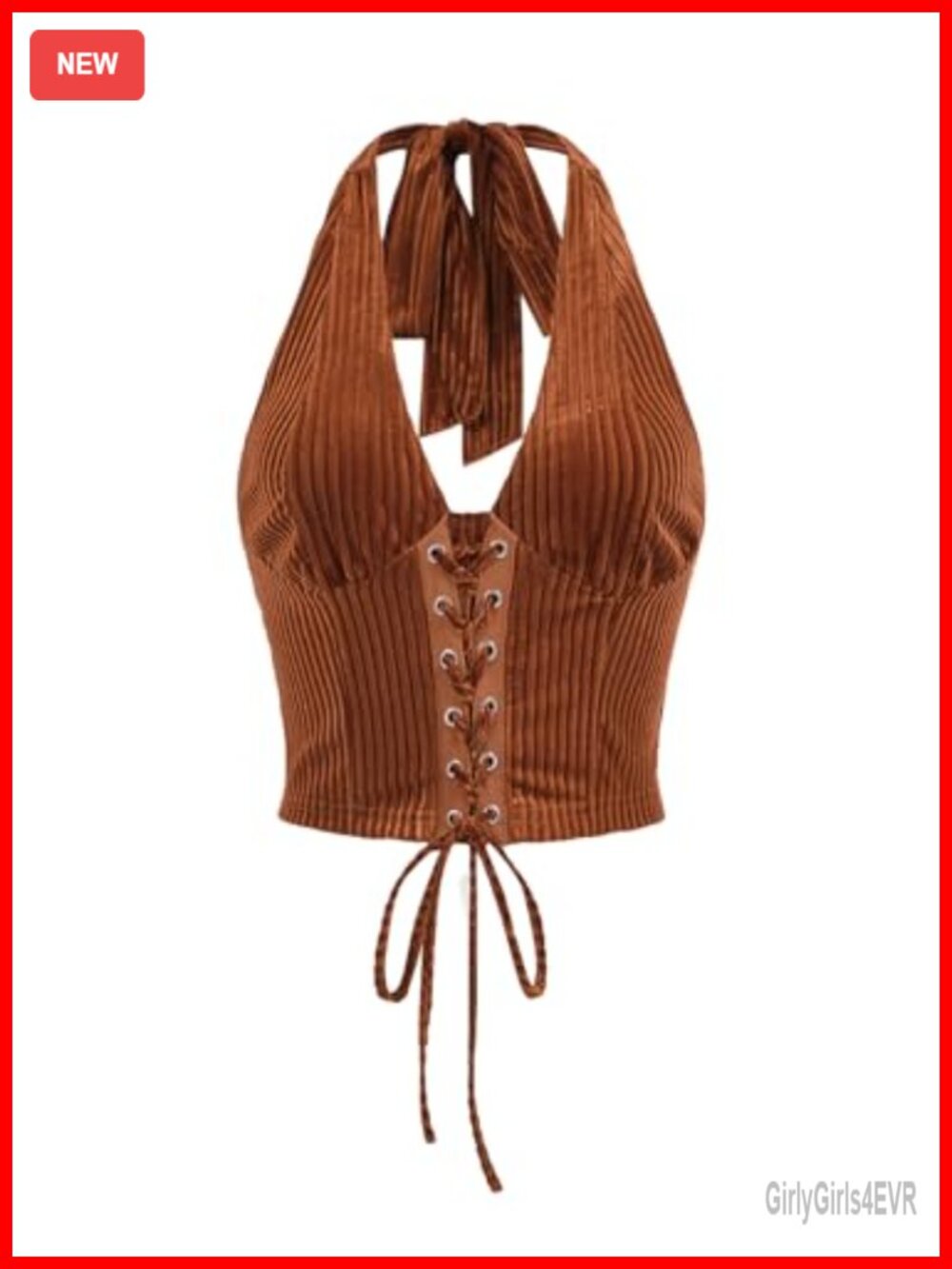 Women's Western Halter Corset Top Lace Up Backless Crop Top